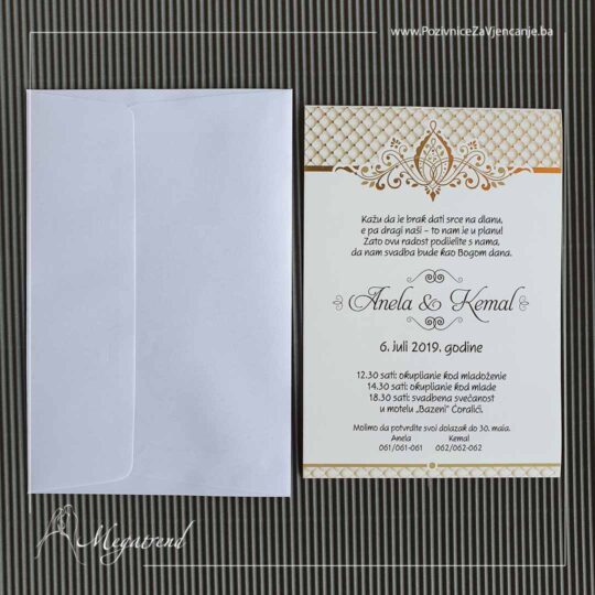 Pozivnice za vjenčanje Megatrend Brčko - pozivnica za vjenčanje model 10406 elegantna sa kovertom